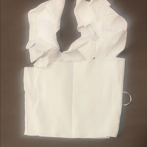Elegant White Ruffle Sleeve Top